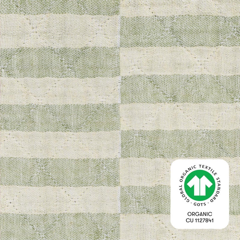 babyletto 100% Quilted Organic Cotton Changing Pad Cover, GOTS-Certified, Fitted 360°, Ultra-Soft and Breathable Muslin - Moss Green Offset Stripe - Image 5